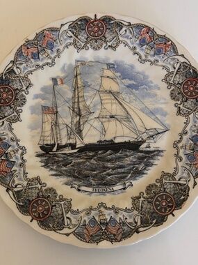 Churchill Vintage Collectible Currier & Ives Tall Ships 10" Plate Theoxena Ship